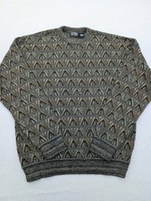 Vintage Knightsbridge Sweater Men's L Geometric Wool Blend 90s Grandpa Core