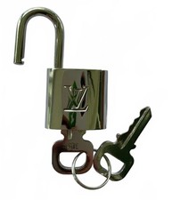 Louis Vuitton Padlock Silver Lock Keys Rare Bag Charm Initial LV NEW