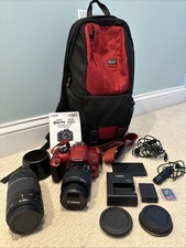 Canon EOS Rebel T6 W Digital SLR Camera W/ Accessories, WiFi, Boxes Red -EUC