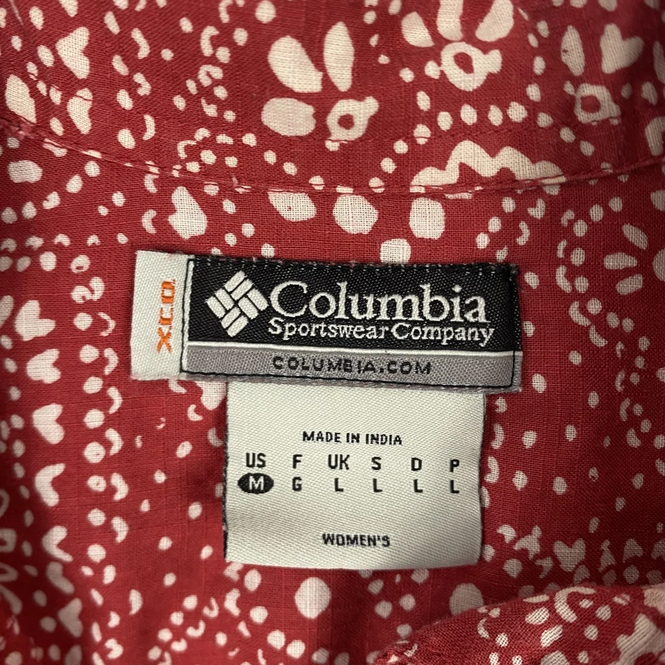 Columbia Shirt Womens Medium Red White Bandana Paisley Pearl Snap Western Casual - Image 4 of 4