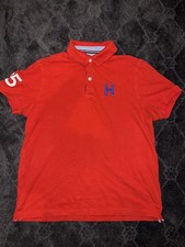 Tommy Hilfiger Mens Custom Fit Coupe Sur Mesure M Polo Red Shirt Embroidered