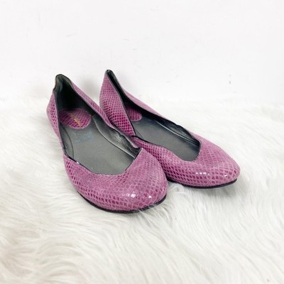 Cole Haan 6 B Womens Fuschia Purple Leather Print Round Toe Flats