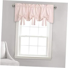  Melody Bow Window Curtain Valance, 18" x 52" + 52"W x 18"L (Pack of 1) Blush