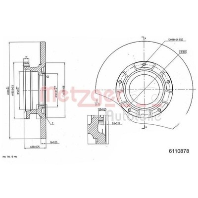 Metzger Autoteile 6110878 Bremsscheibe Hinterachse für Ford