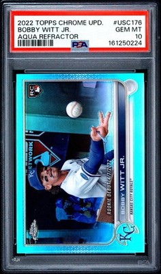2022 Topps Chrome Update Rookie Debut Bobby Witt Jr. #USC176 Aqua /250 PSA 10