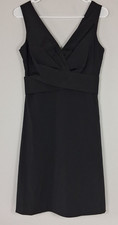 White House Black Market Black Faux Wrap V-Neck Sleeveless Dress Sz 4 LBD