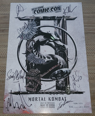 NYCC 2025 MORTAL KOMBAT II Poster 13.5 X 20 *CAST SIGNED!!* Karl