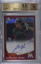 2013 Topps Chrome Red Refractor Rookie 10/25 Christian Yelich BGS 9.5 Auto 1q7