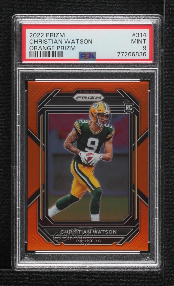 2022 Panini Prizm Rookies Orange 200/249 Christian Watson #314 PSA 9 MINT 2l4