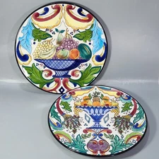 Ceramar Ceramic Wall Plate Fruit Art 10.5" Decorative Pair Hand Painted in Spain
