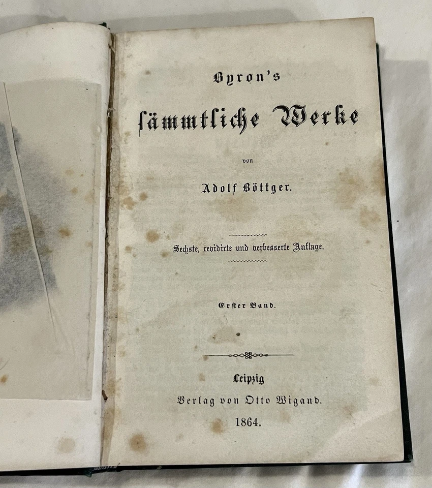 1864, Byron's Sämmtliche Werke (Byron's Complete Works), German, Complete. - Image 2 of 4