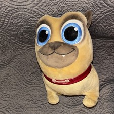 Disney Store Pug Tan Rolly Puppy Dog Pals Plush Stuffed Animal Toy Blue Eyes 12"