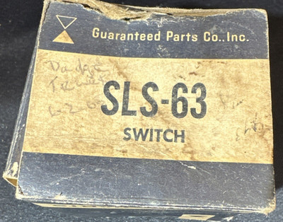Vintage Guaranteed SLS-63 Stop Light Switch NOS In Original Box