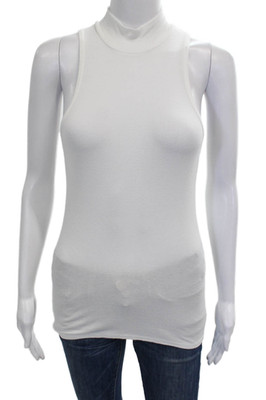 ATM Womens Micromodal Mock Neck Sleeveless Basic Tank White Size S