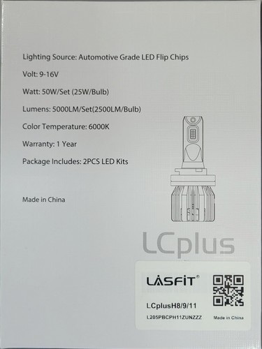 Lasfit LC PLUS H8/9/11 LED Head Light Bulbs, 25 Watt - Picture 6 of 6