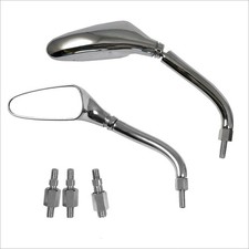 Coppia Specchietti Retrovisori Specchi Moto Custom Cromati DX+SX Chopper