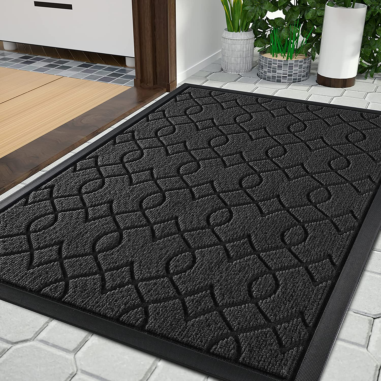 Heavy Duty Front Door Mat, Water Absorbent, Mud Resistant, Non-Slip, Easy Clean
