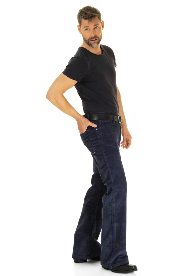 Comycom Herren Cord Bootcut Hose navy blau - Bild 4 von 4