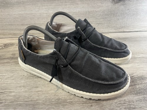 Hey Dude Wendy Chambray Off scarpe slip on classiche nere da donna taglia 10