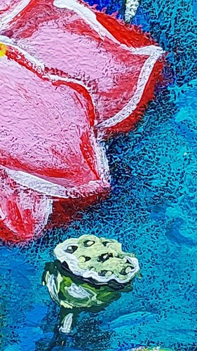 Koi Carps quadro originale feng shui loto regalo piccola arte fatto a mano arte da parete - Foto 9 di 9