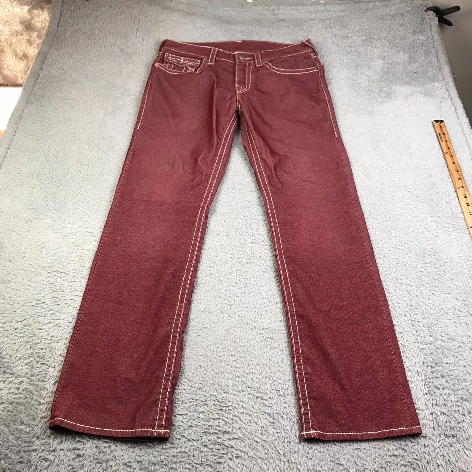 corduroy red true religion jeans