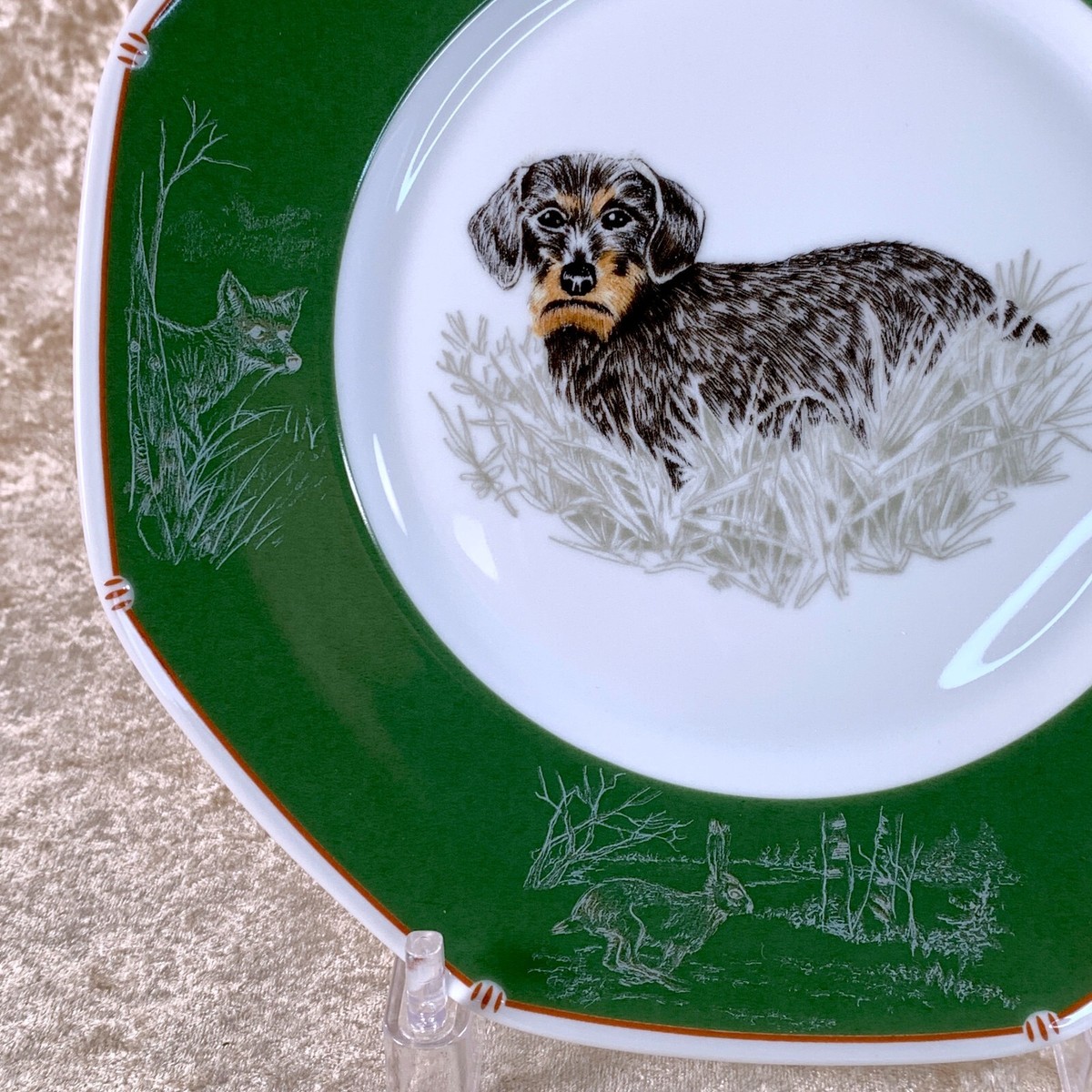 エルメス 犬の絵柄 Ceckel à poil dur フランス製ダックスフンド Hermes Dessert Plate Dachshund Teckel a Poil Dur Porcelain