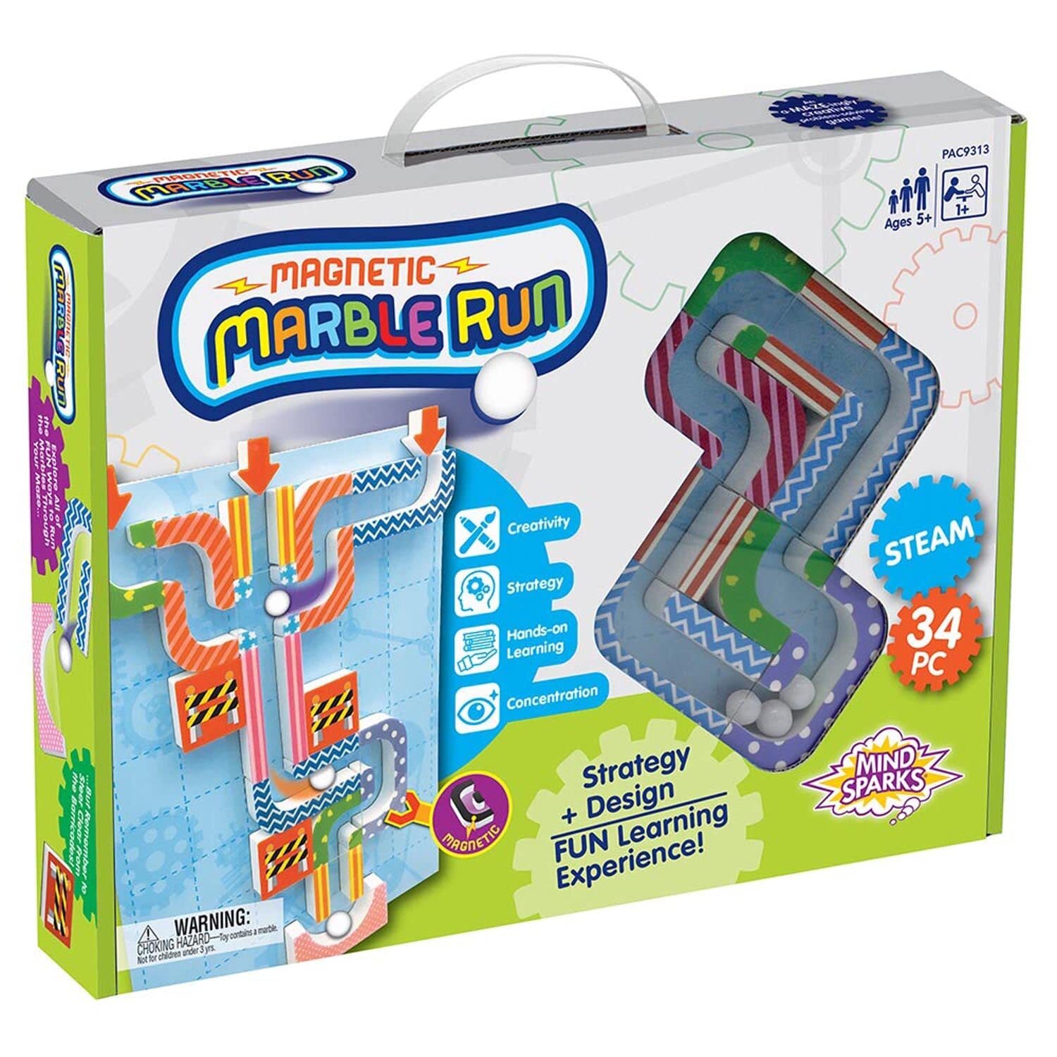 Mind Sparks Magnetic Marble Run, Assorted Colors, 9.6