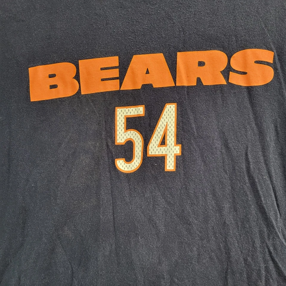 Camisa masculina Chicago Bears grande azul logotipo Reebok Brian Urlacher 54 manga curta - Imagem 3 de 4