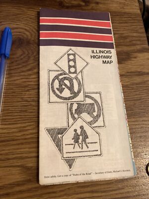 Vintage Map - 1973 Illinois Highway Map ,Copyright State of Illinois