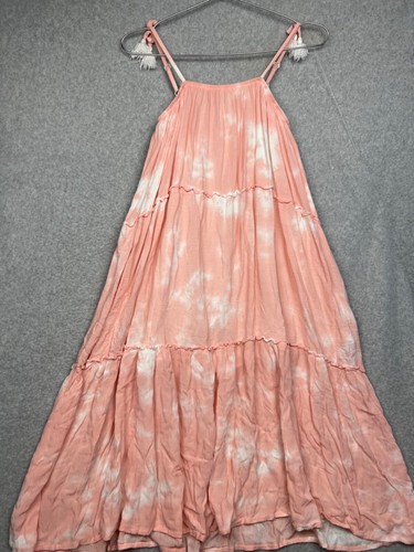 Jessica Simpson Tie Dye Girls Maxi Tiered Dress 10 Boho Chic Beach Pink Vaca