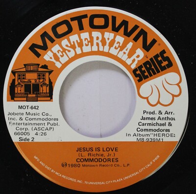 Soul Nm! 45 Commodores - Jesus Is Love / Lady (You Bring Me Up) On Motown Yester