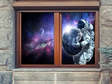 3D Space Astronaut A318 Window Film Print Sticker Cling Stained Glass UV Sinsin