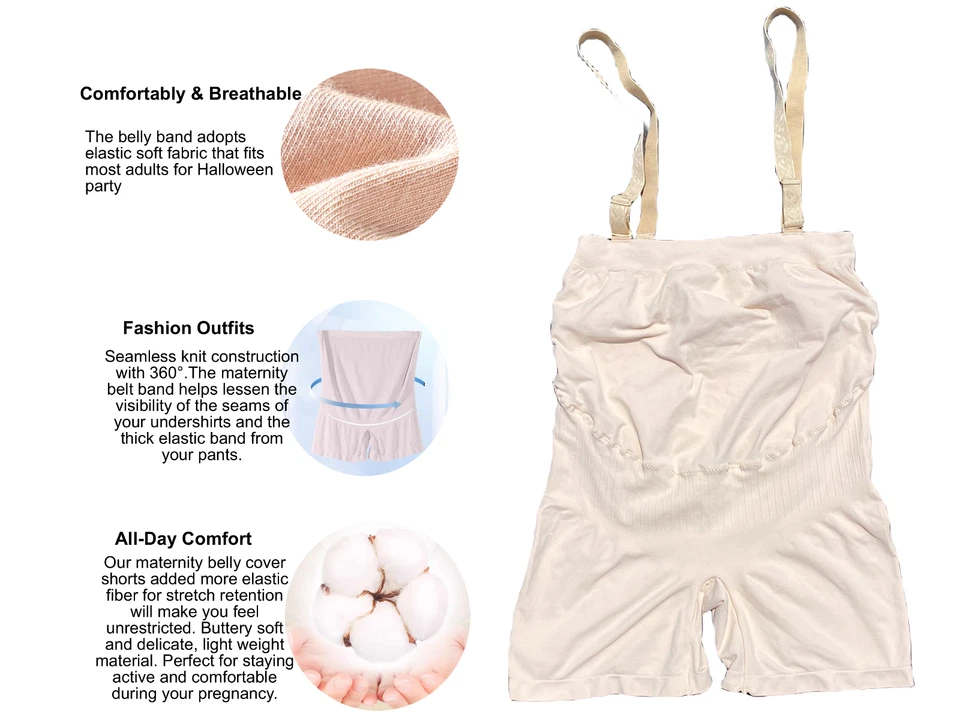 Pantalones Cortos BIMEI Banda para el Vientre Sin Costuras Embarazo Mujeres Cubierta para el Vientre Falso Actor Foto 2 de 4