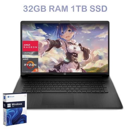 ๐ 2025 HP 17 17.3"Laptop,AMD RYZEN 5 7530U 4.5 GHz,32GB RAM,1TB SSD+Win11pro