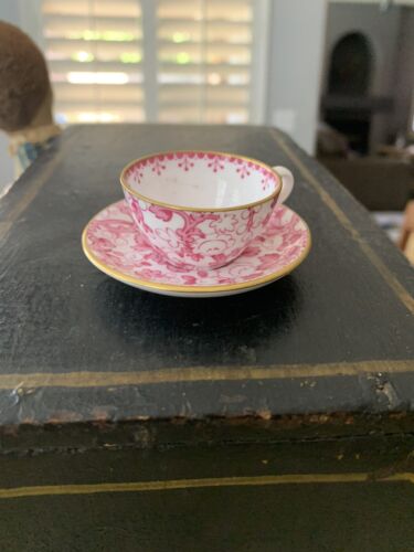 Vintage Spode Copeland England Miniature Tea/Coffee Cup/Saucer Pink Floral Vine - Picture 2 of 6