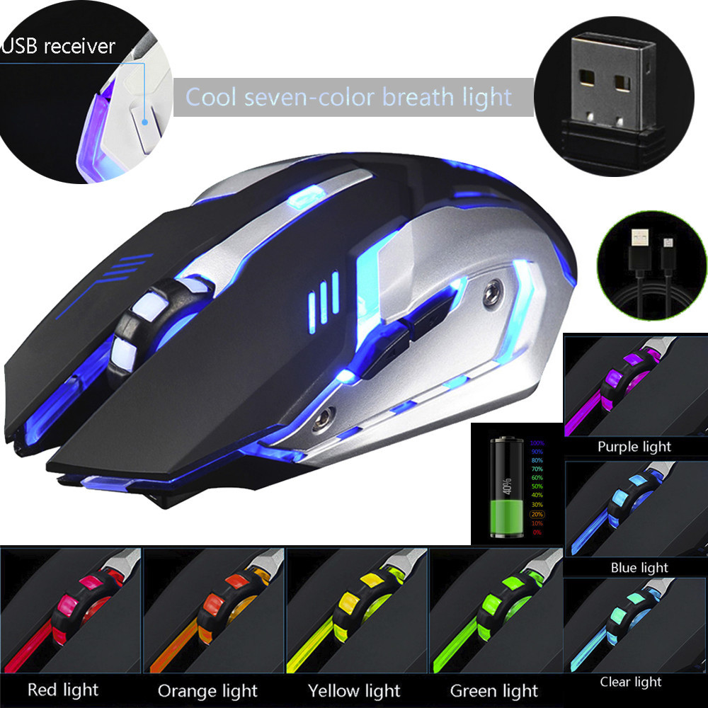 Gaming Mouse Rechargeable X7 Wireless Silent LED Backlit USB Optical Ergonomic-image
