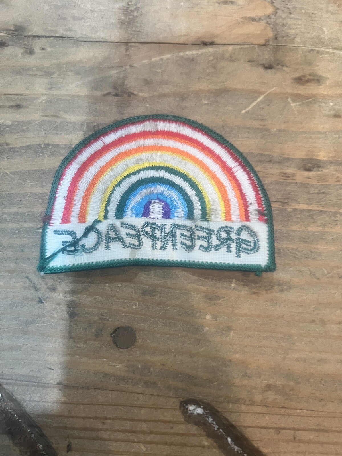 Vintage Greenpeace Rainbow Patch Badge Hippy Rare - image 3