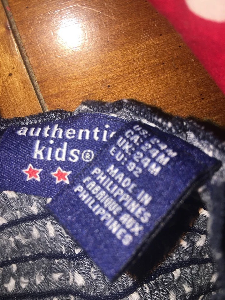 Auténtico Vestido Patriótico Niños Rojo Blanco Azul Lunares Talla 24m Volantes Foto 3 de 3