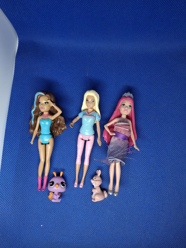 Lot Of 5 Toys Mini 4" Barbie Doll McDonalds? Fairy Friend, Winnie Pooh Rabbit