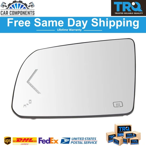 TRQ New Mirror Glass Heated Turn Signal Blind Spot Detection LH For 14-18 Tundra
