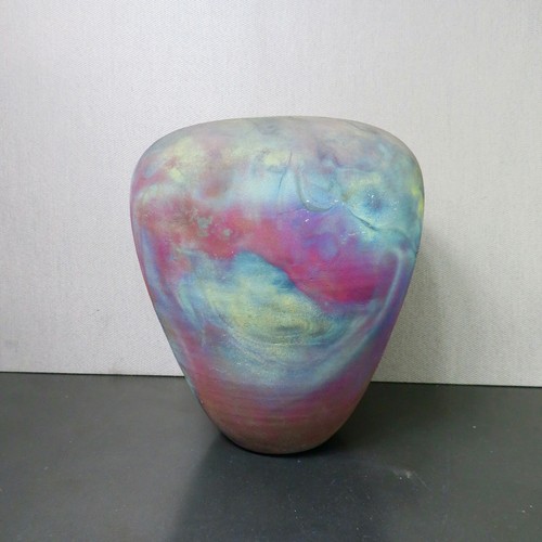 LESLIE MITCHELL RAKU POTTERY VASE HUGE 12" SIGNED - MINEOLA TEXAS - Picture 5 of 10