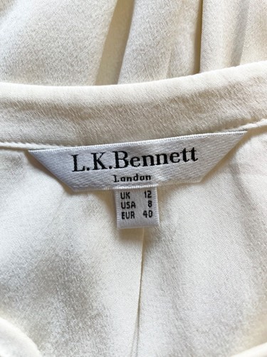 LK BENNETT PHEOBE 100% SILK IVORY TIE NECK LONG SLEEVED BLOUSE SIZE 12 RRP £165 - Picture 5 of 6