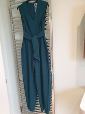 Closet V Neck Tie Front Jumpsuit, Size 8 Colour Teal