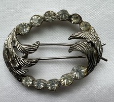 Vintage Deco style Hair Barrett Clip With Clear Rhinestones Swirl