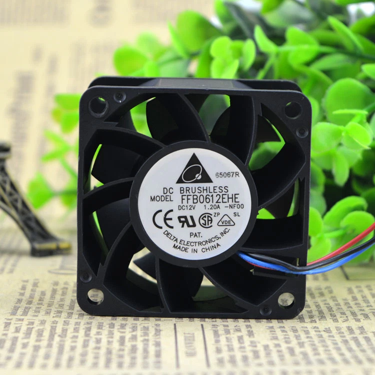 1X Delta DC Brushless 12V 1.2A 60*60*38mm 3 wire Fan FFB0612EHE Fast Delivery - Image 2 of 3