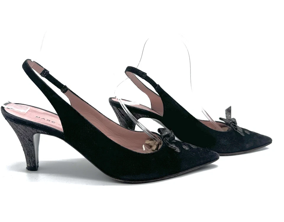 Zapatos de salón Marc Jacobs 11 41 de gamuza negros con lazo metálico tacón medio Italia Foto 2 de 4