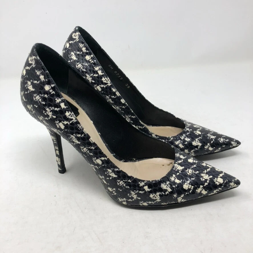 Escarpins aiguilles Christian Dior pour femme 9 39 noir blanc houndstooth peau de serpent