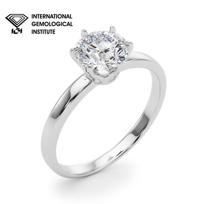 Runder im Labor gezüchteter Diamant Verlobungsring Platin UK punziert IGI F/VS 1,50 kt