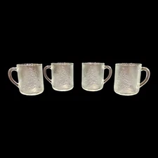 Vtg Christmas Mugs Les Verreries De Saint Gobain Duralex Set Of 4