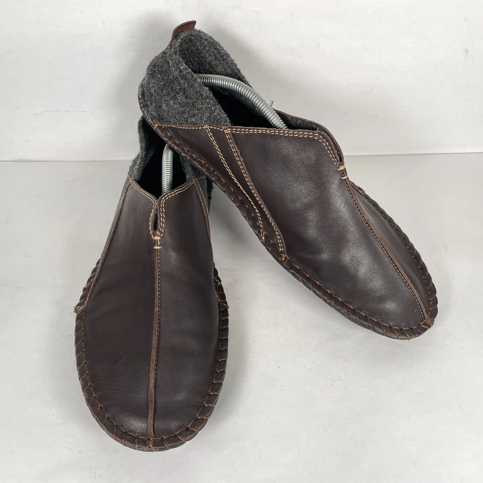 Zapatillas Orvis Para Hombre Talla 10-11 Cuero Marrón Sin Cordones Informales Zapatos Cómodos Foto 2 de 4